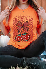 US3001P-E3196 Cherry Ornament Christmas Graphic Plus Tee $16