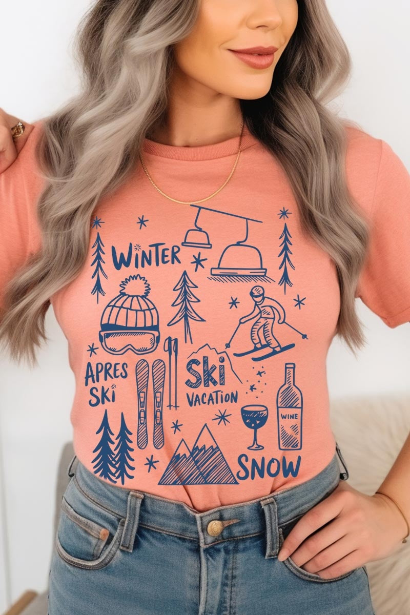 US3001-E3188 Ski Doodle Graphic Tee $12.5