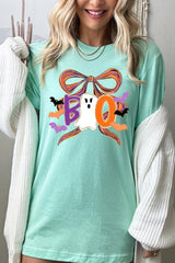 US3001-E3120 Boo Brushstroke Bow Graphic Tee $12.5