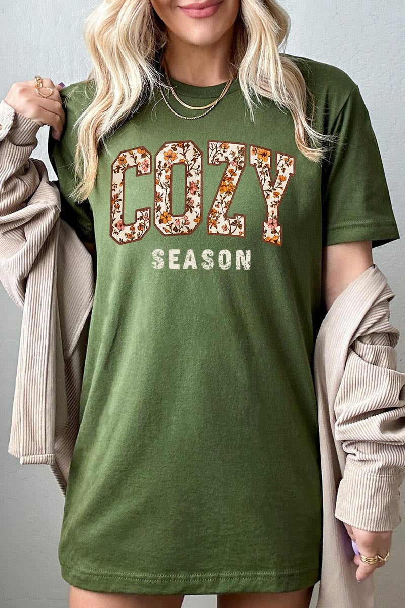 US3001P-E3082 Cozy Season Graphic Plus Tee $16