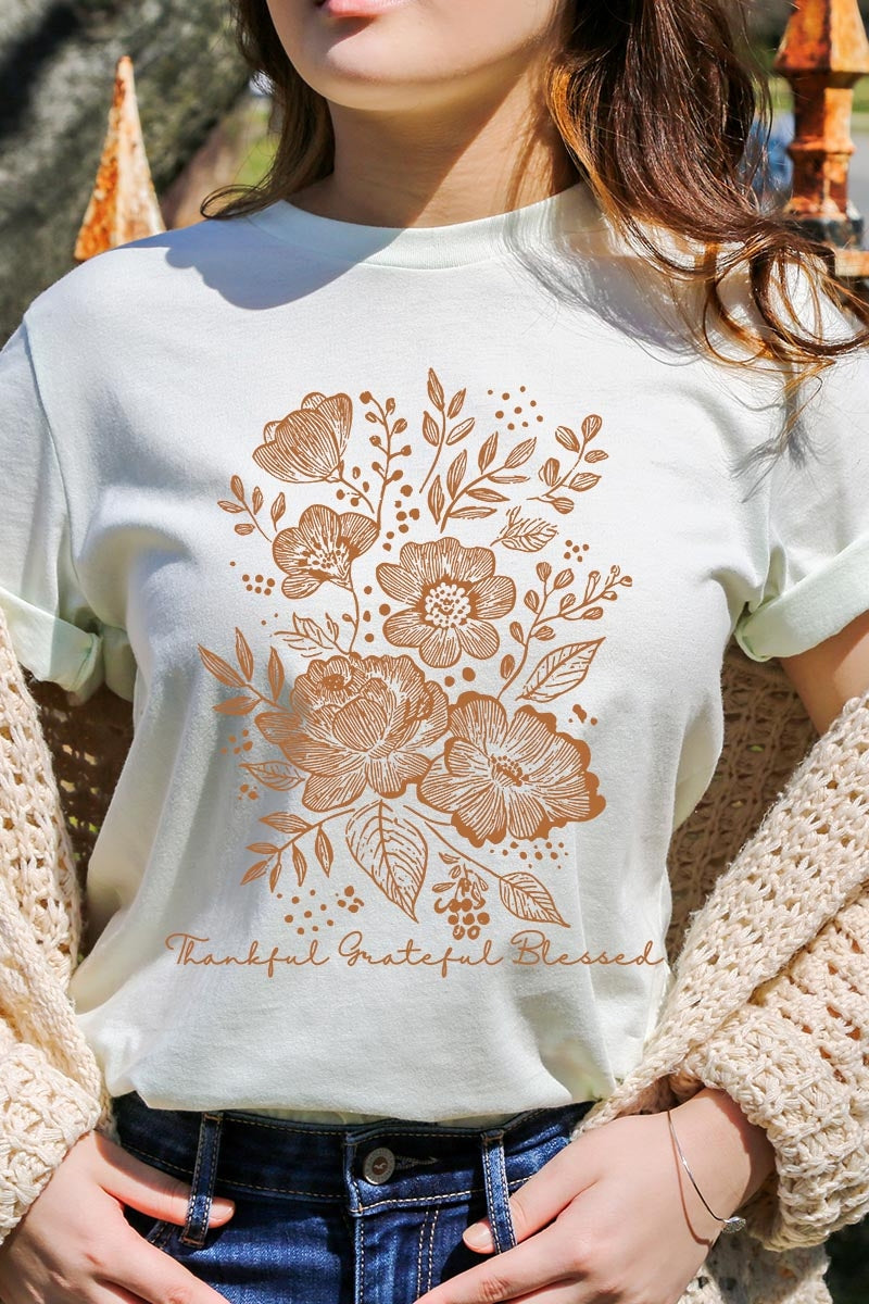 US3001-E3155 Neutral Thanksgiving Graphic Tee $12.5