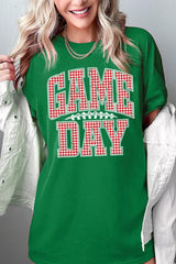 5000-E3126 Red Gingham Game Day Graphic Heavy Cotton Tee $9