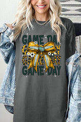 5000-E3090 Yellow Football Game Day Bow Heavy Cotton Tee $9