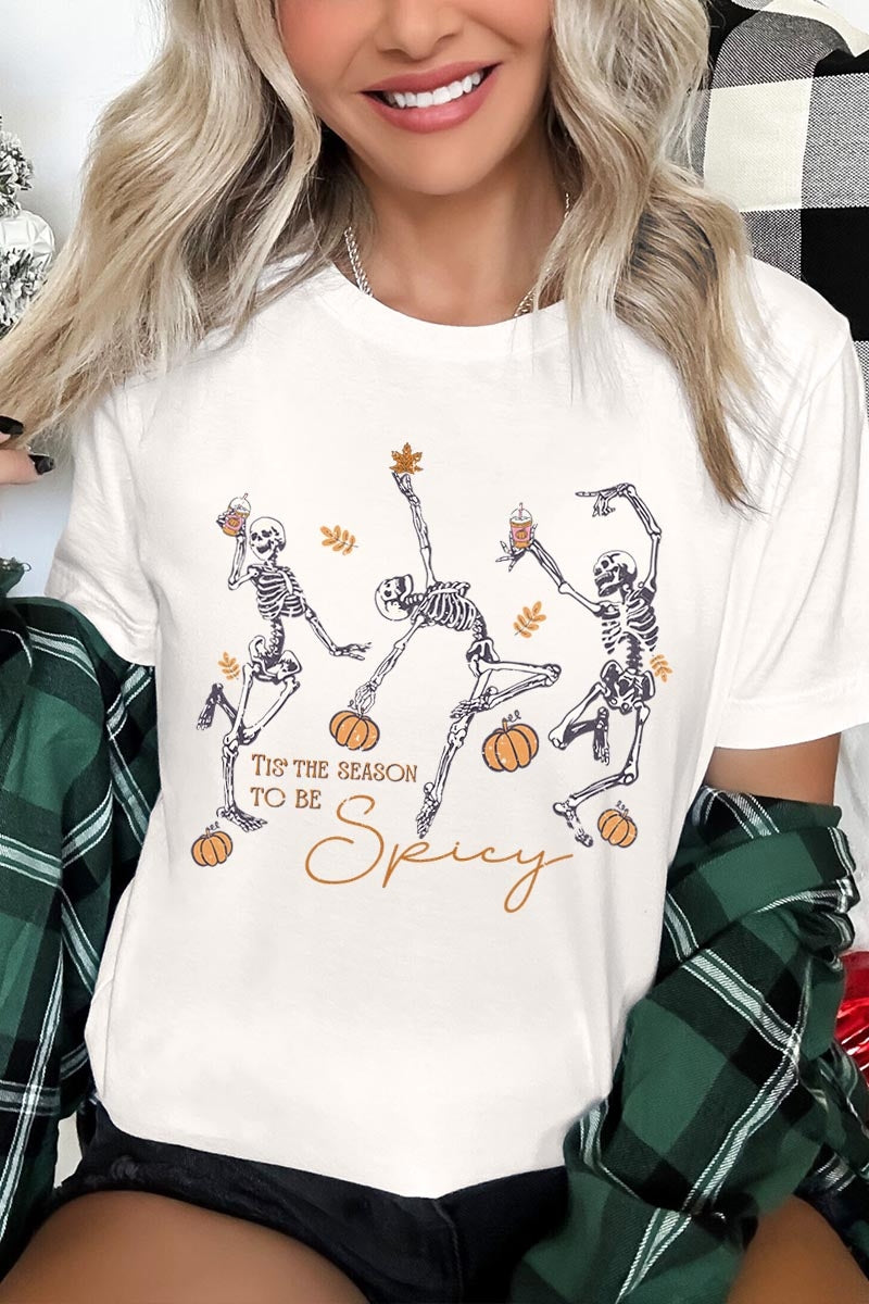 US3001-E3123 Halloween Skeleton Graphic Tee $12.5