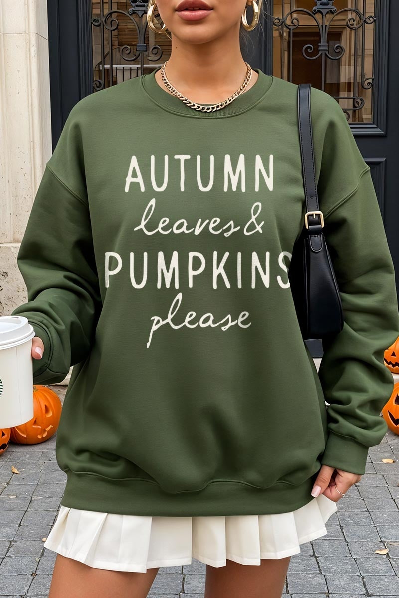 UL180-E3158 Autumn Leaves Pumpkins Graphic Sweatshirt $20