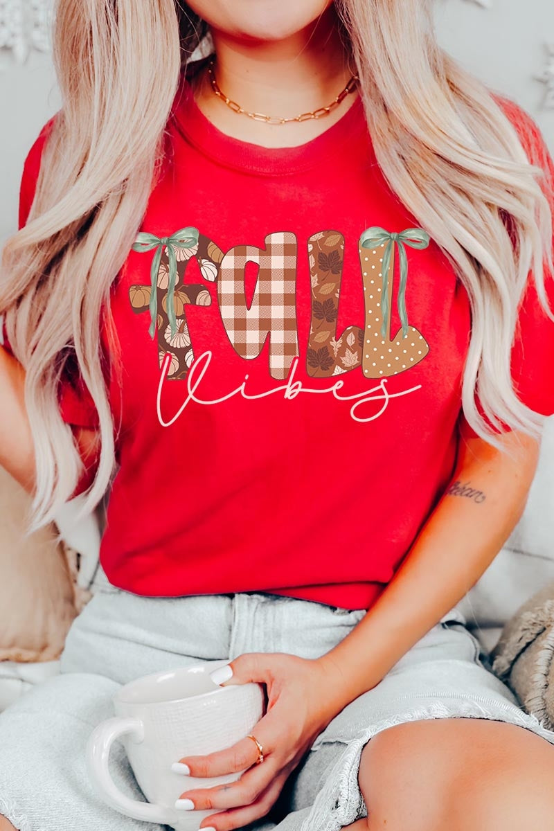 US3001P-E3071 Fall Vibes Rustic Script Graphic Plus Tee $16