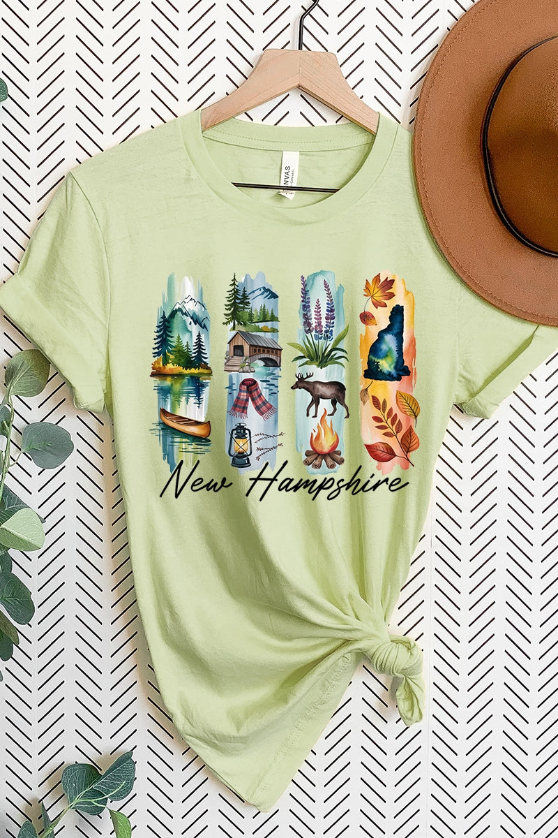 US3001-E3061NH New Hampshire State Brushstroke Graphic Tee $12.5
