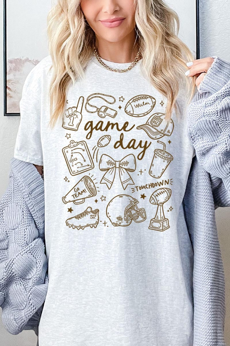 5000P-E3081 Football Doodles Graphic Plus Heavy Cotton Tee $12.75