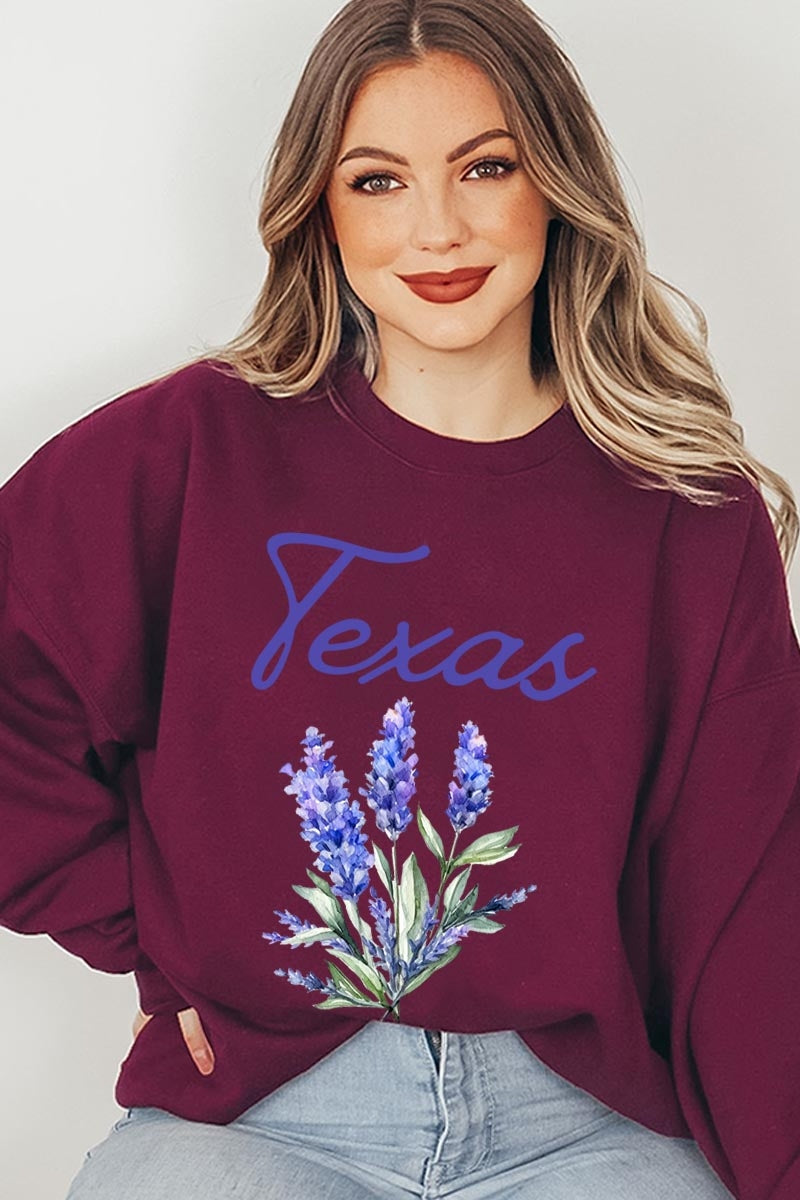 UL180-E3060 Texas Bluebonnet Graphic Sweatshirt $20