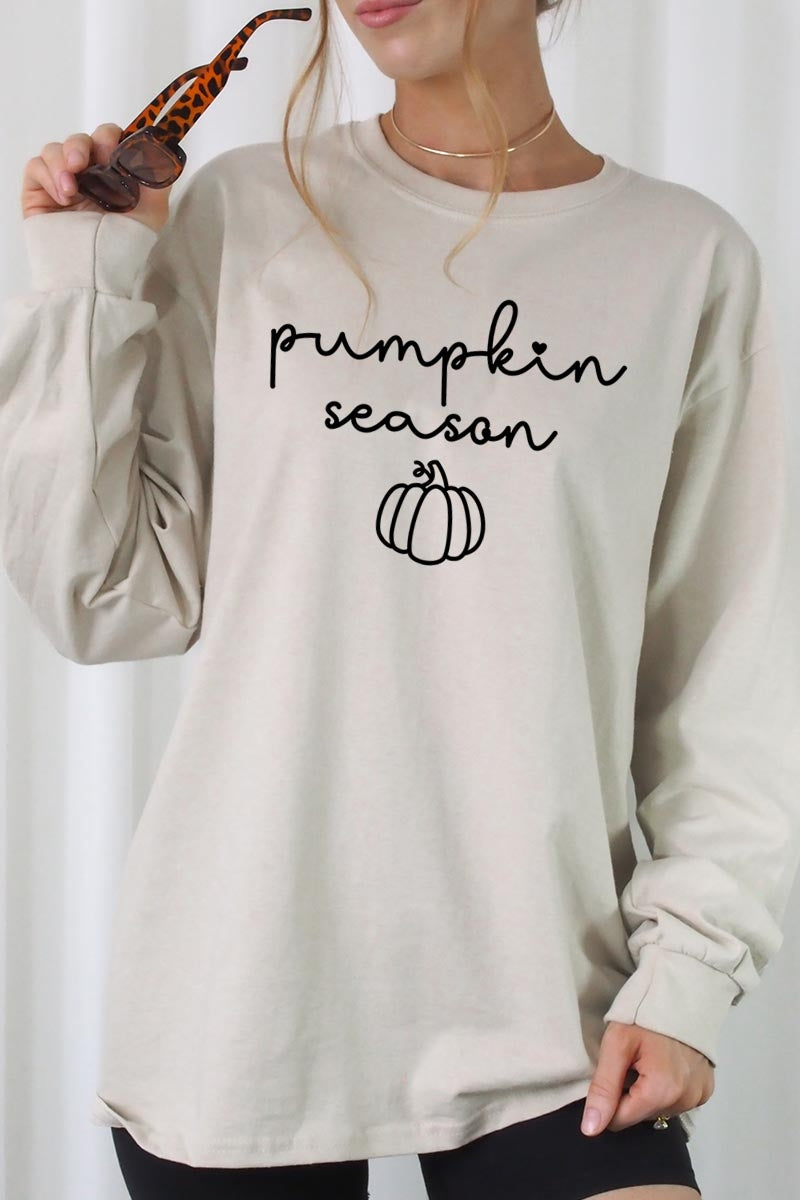 UL240P-E3152 Pumpkin Season Graphic Plus Long Sleeve Tee $17