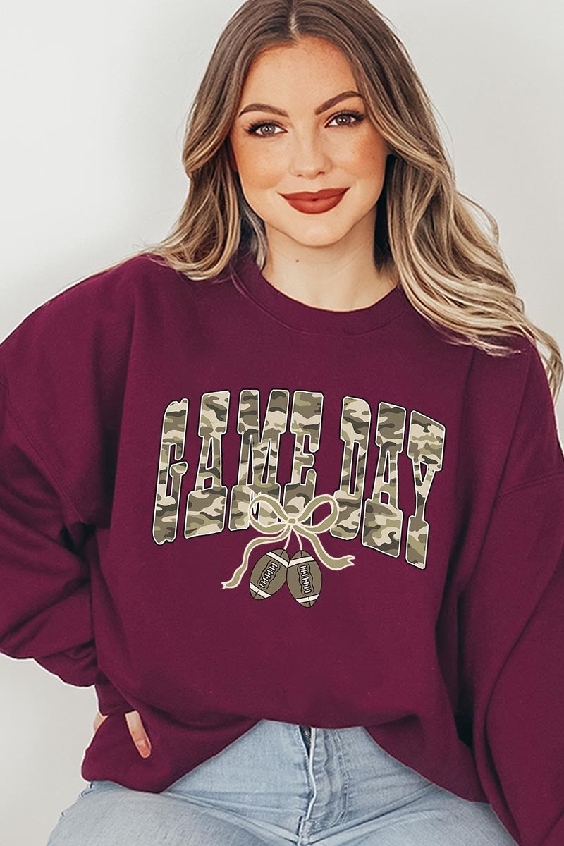 UL180P-E3131 Football Game Day Camo Graphic Plus Sweatshirt $25