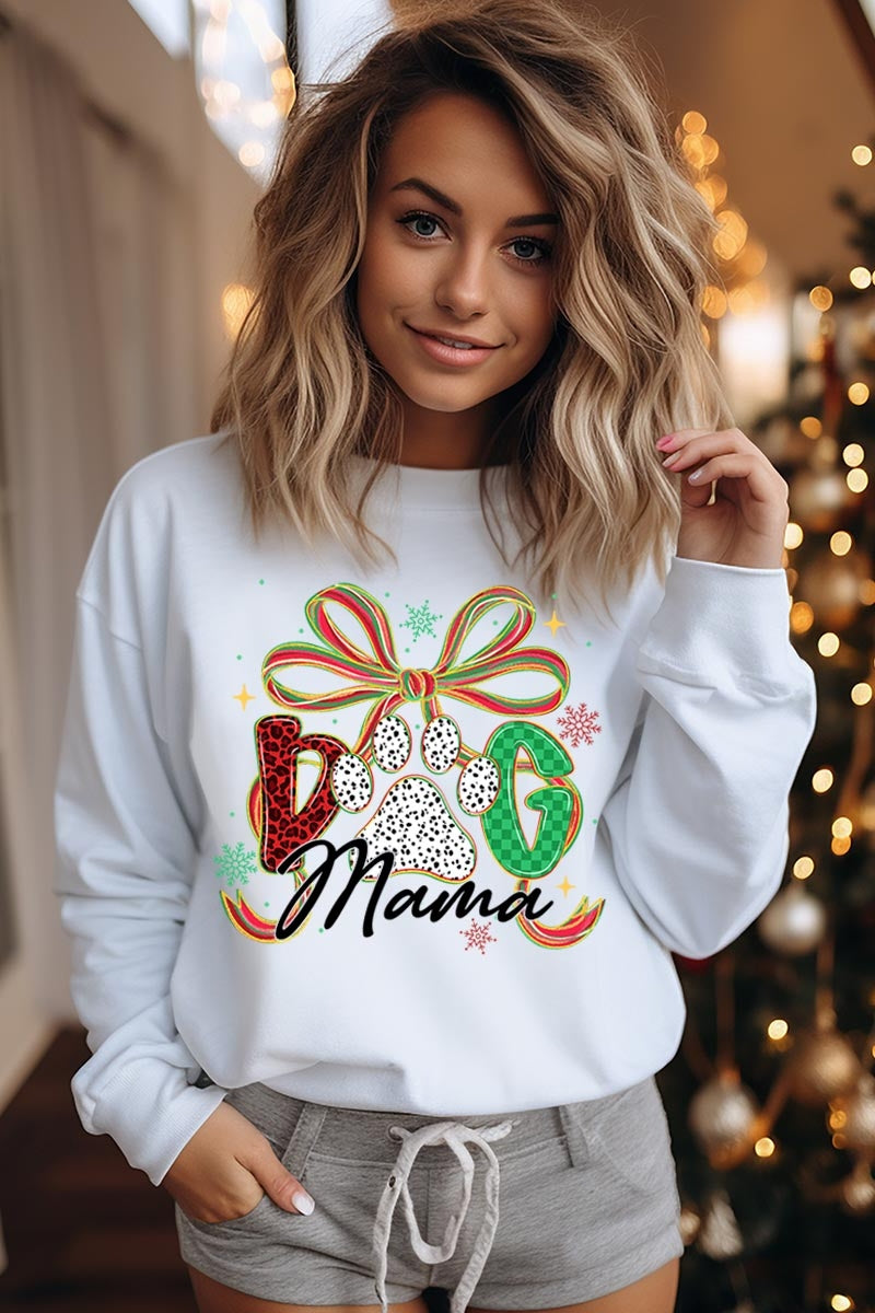 UL180-E3194 Dog Mama Christmas Paw Graphic Sweatshirt $20