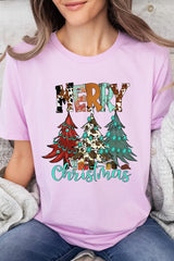 US3001-E3200 Merry Christmas Trees Graphic Tee $12.5