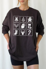 UL240-E3215 Christmas Icons Graphic Long Sleeve Tee $13.75