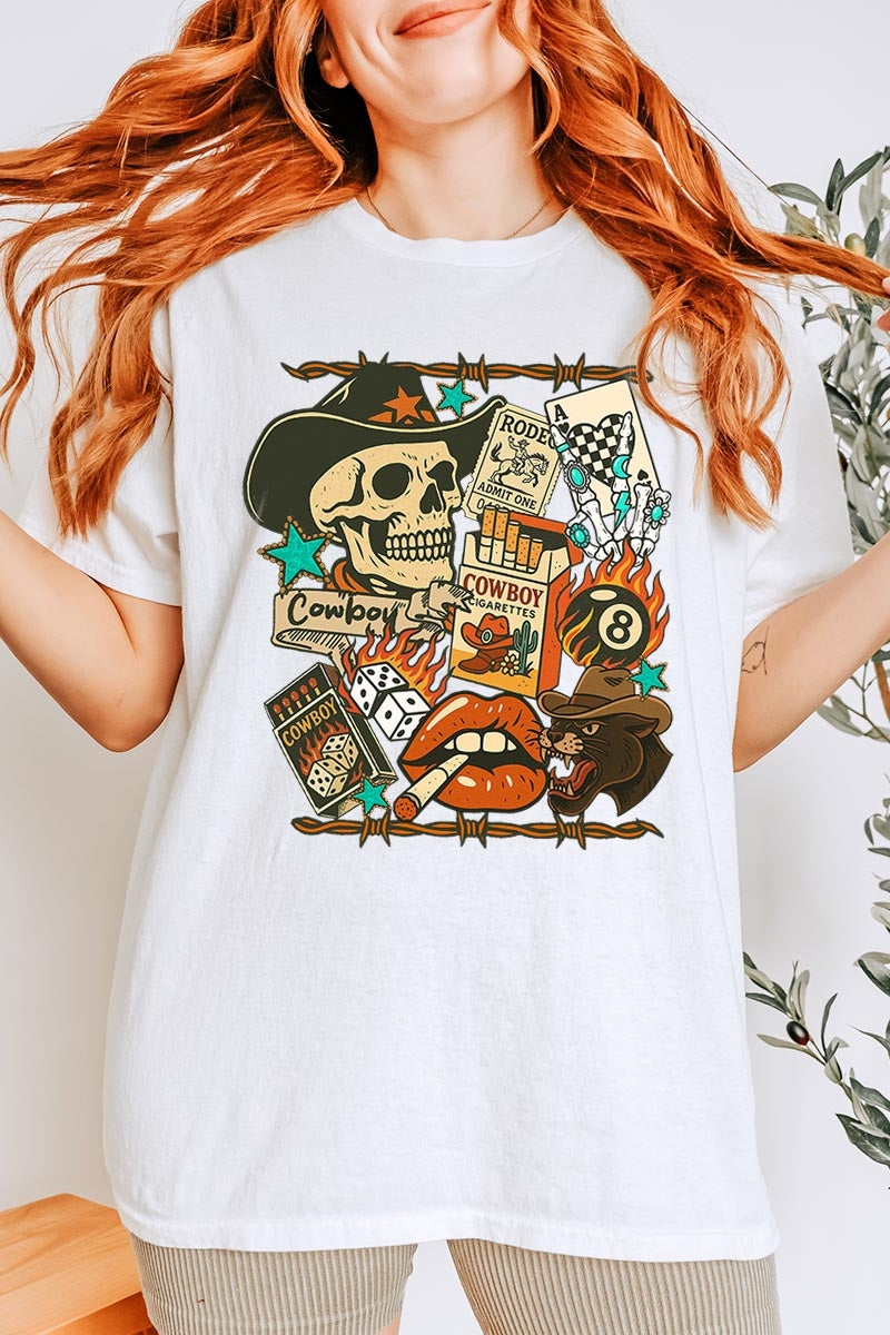 5000P-E3096 Vintage Western Collage Plus Heavy Cotton Tee $12.75