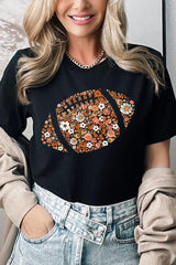 US3001-E3133 Floral Football Graphic Tee $12.5
