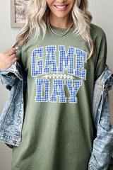 5000P-E3130 Blue Gingham Game Day Plus Heavy Cotton Tee $12.75
