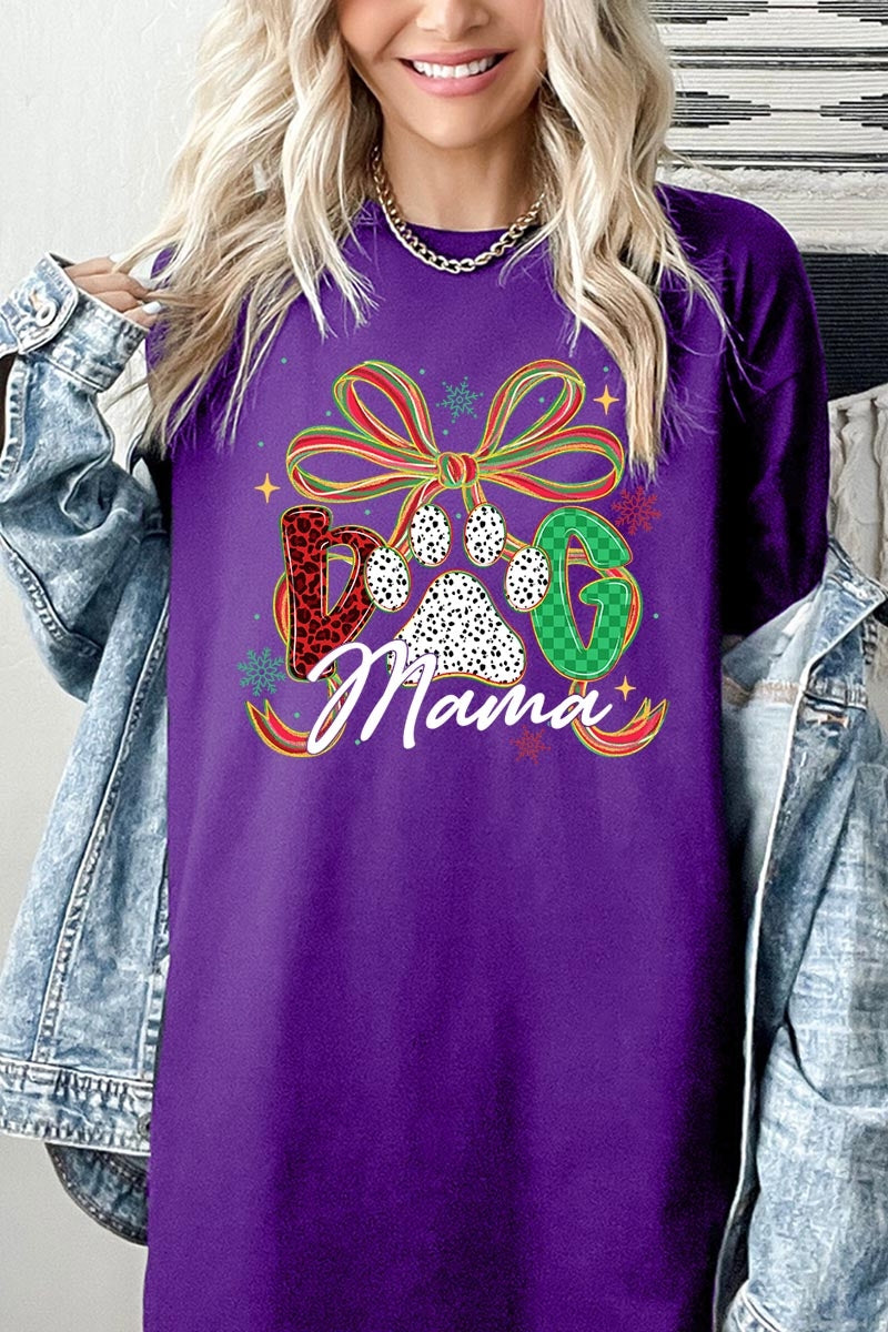 5000P-E3194 Dog Mama Christmas Paw Graphic Plus Heavy Cotton Tee $12.75