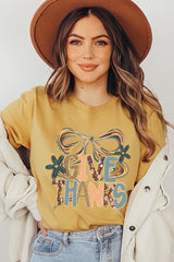 US3001-E3154 Give Thanks Bow Graphic Tee $12.5