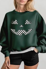 UL180-E3149 Checker Pumpkin Face Graphic Sweatshirt $20
