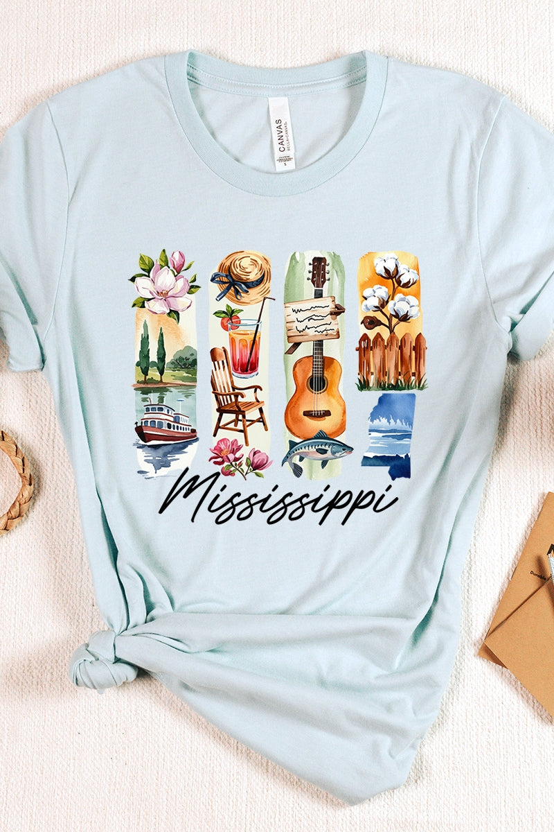 US3001P-E3061MS Mississippi State Brushstroke Graphic Plus Tee $16