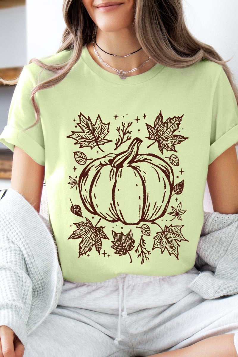 US3001P-E3162 Fall Pumpkin Graphic Plus Tee $16