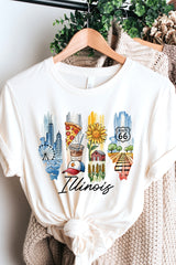 US3001-E3061IL Illinois State Brushstroke Graphic Tee $12.5
