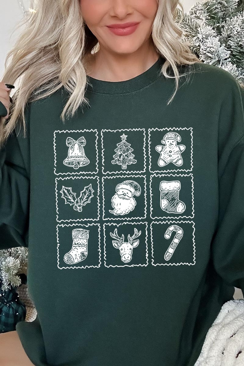 UL180-E3215 Christmas Icons Graphic Sweatshirt $20