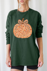 UL240-E3135 Floral Fall Pumpkin Graphic Long Sleeve Tee $13.75