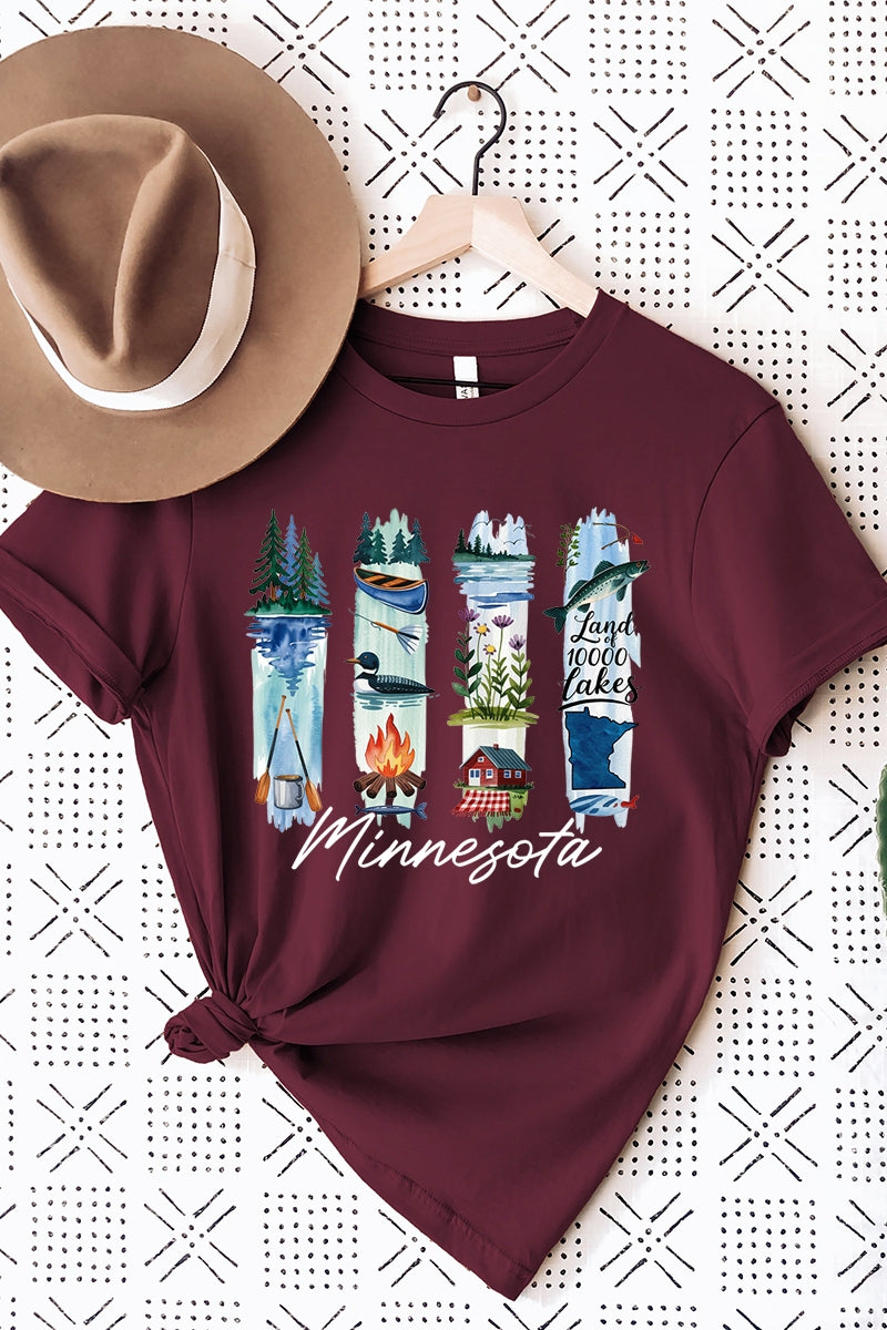 US3001-E3061MN Minnesota State Brushstroke Graphic Tee $12.5