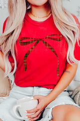 US3001-E3211 Red Bow Christmas Graphic Tee $12.5