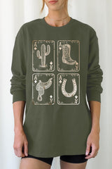UL240P-E3094 Western Cowgirl Card Graphic Plus Long Sleeve Tee $17