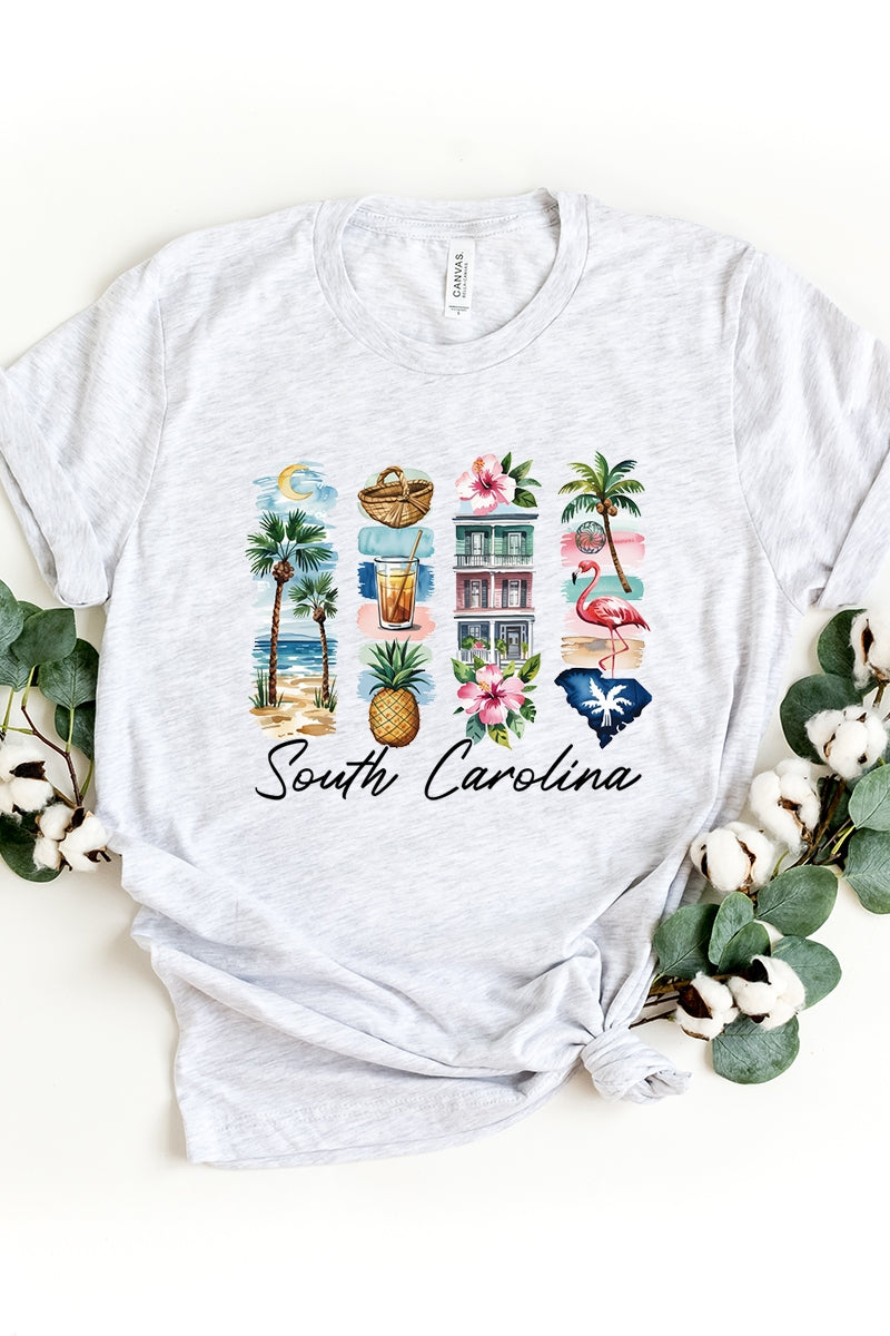 US3001P-E3061SC South Carolina State Brushstroke Graphic Plus Tee $16