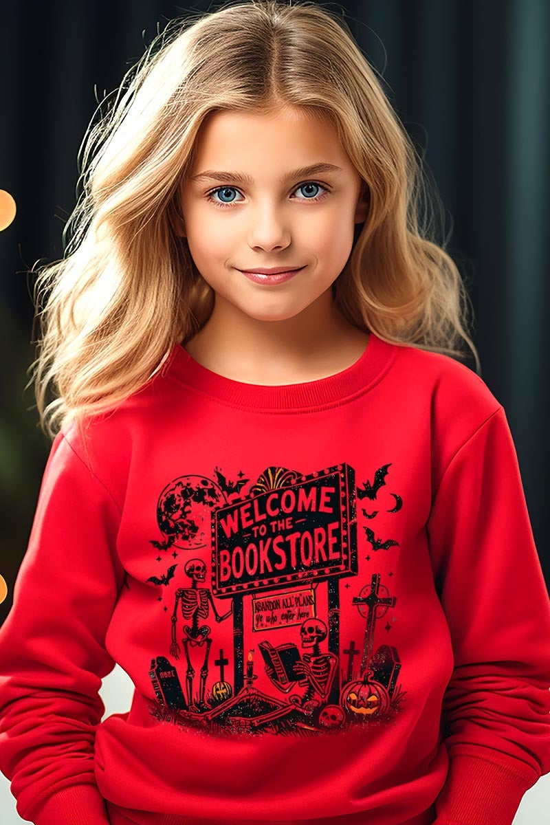 UL180B-E3122Z Bookstore Halloween Kids Graphic Sweatshirt $20
