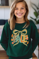 UL180B-E3121Z Fall Brushstroke Bow Kids Graphic Sweatshirt $20