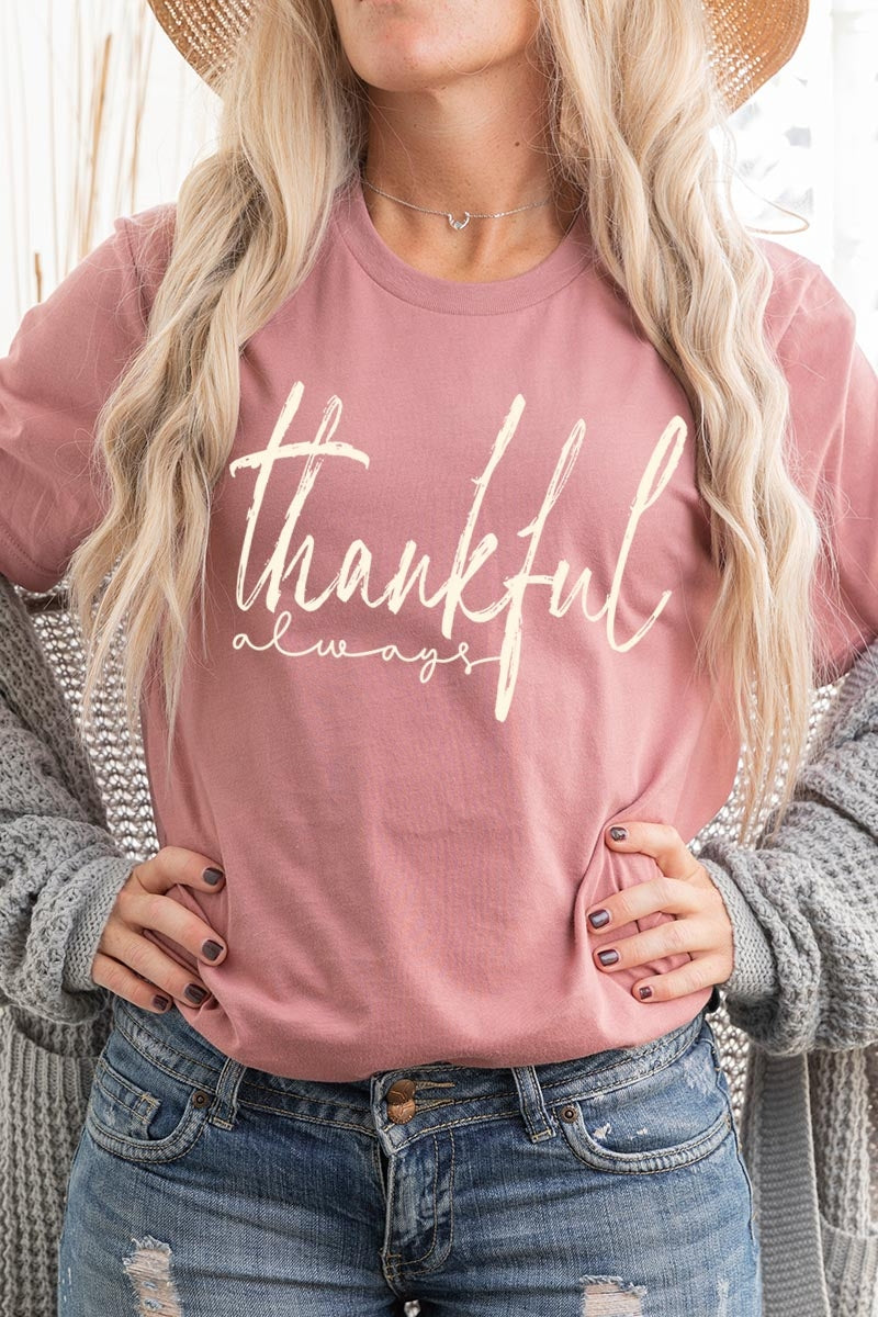 US3001P-E3170 Thankful Graphic Plus Tee $16