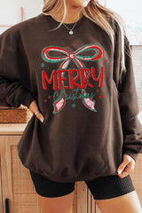 UL180P-E3197 Merry Christmas Bow Graphic Plus Sweatshirt $25
