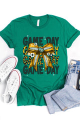 US3001-E3090 Yellow Football Game Day Bow Graphic Tee $12.5