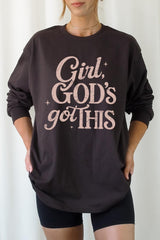 UL240-E3102 Girl, Godu2019s Got This Graphic Long Sleeve Tee $13.75