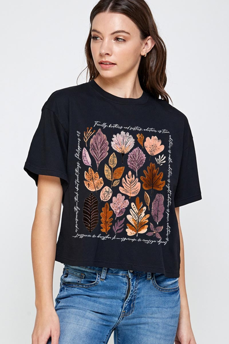 CTS-E3147 Christian Fall Graphic Relaxed Crop Top $11