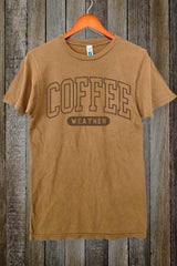 LS002-E3207 Coffee Weather Graphic Vintage Tee $15.5