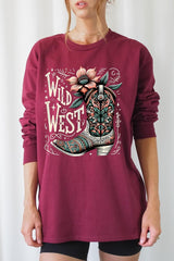 UL240P-E3100 Wild West Cowgirl Boot Plus Long Sleeve Tee $17