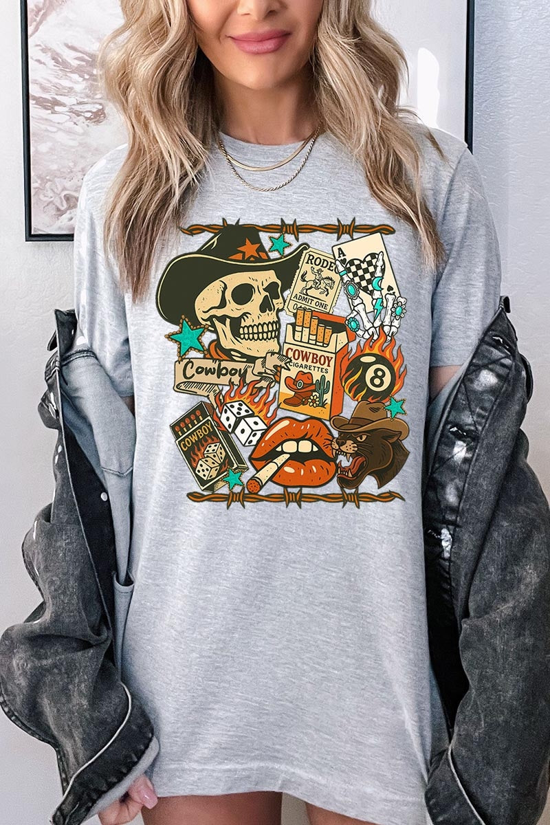 US3001-E3096 Vintage Western Collage Graphic Tee $12.5