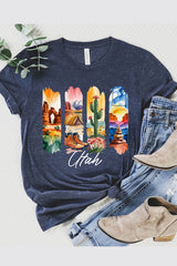 US3001-E3061UT Utah State Brushstroke Graphic Tee $12.5
