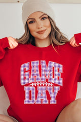 UL180-E3127 Purple Gingham Game Day Graphic Sweatshirt $20