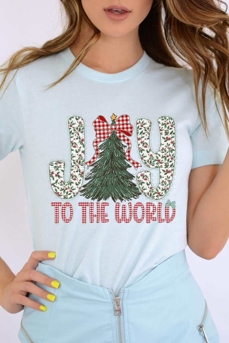 US3001-E3213 Joy to the World Graphic Tee $12.5