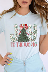 US3001-E3213 Joy to the World Graphic Tee $12.5