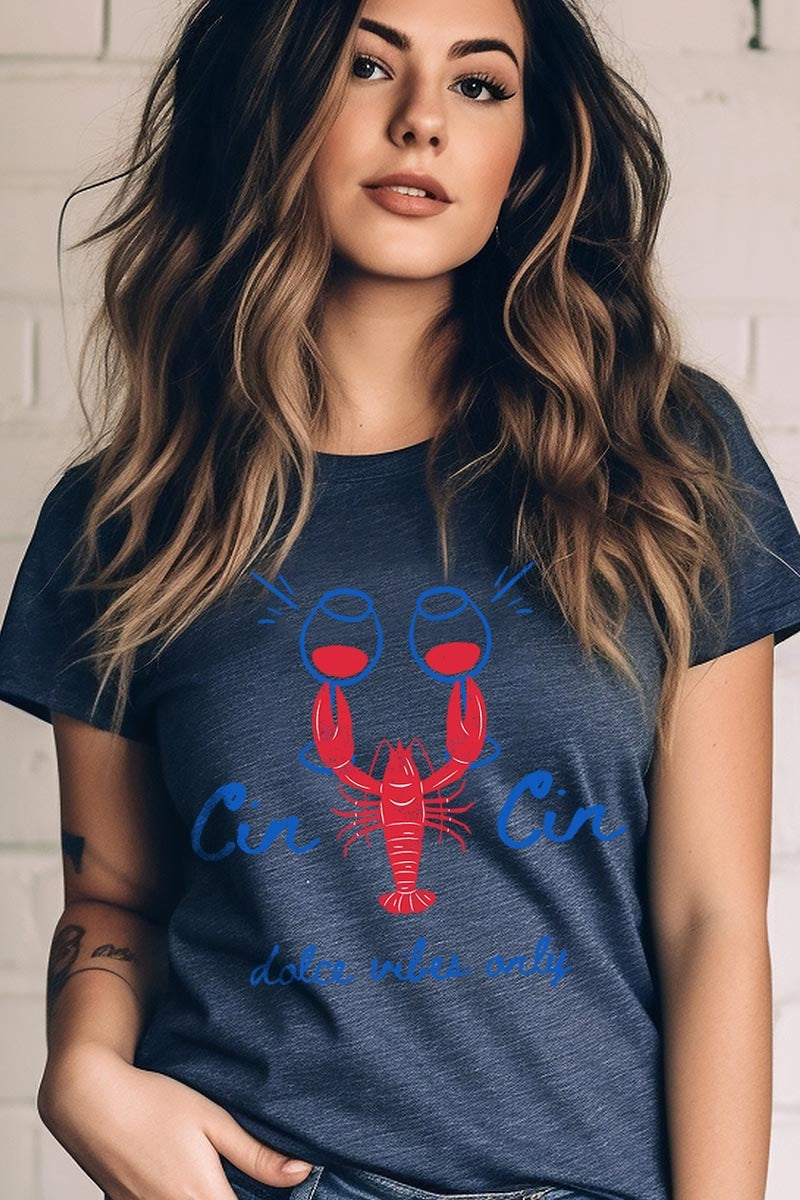 US3001-E3069 Cin Cin Lobster Celebration Graphic Tee $12.5