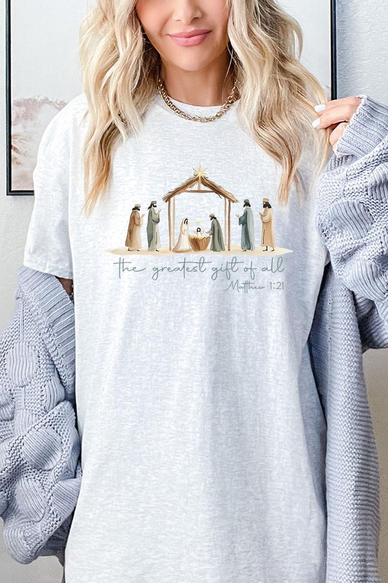 5000P-E3183 Nativity Gift Graphic Plus Heavy Cotton Tee $12.75