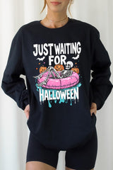 UL240-E3138 Just Waiting For Halloween Graphic Long Sleeve Tee $13.75
